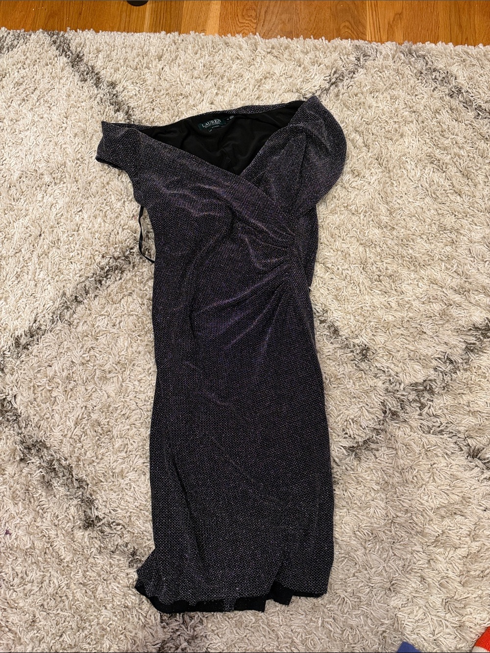 Polo by Ralph Lauren One-Shoulder Shimmer Sheath Dress in Deep Purple